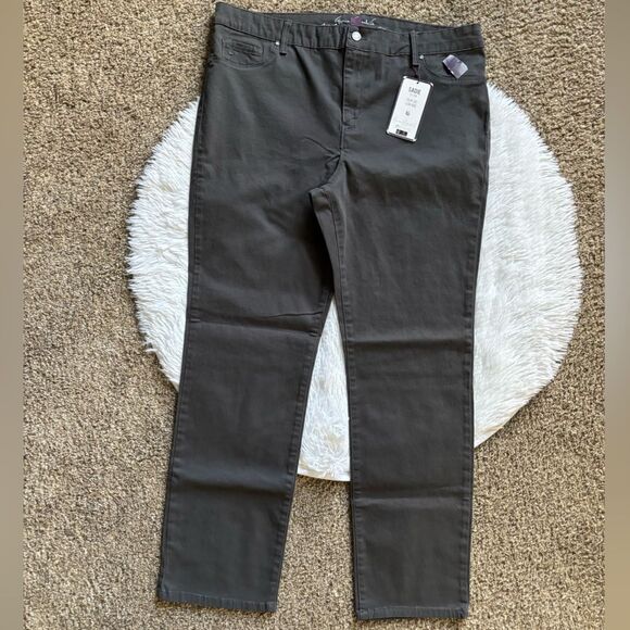 Gloria Vanderbilt Pants Sadie Slim Leg Low Rise Gray New Womens Size 18 - Picture 1 of 11